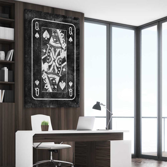 Inspirational wall art print of Marble Queen on a stretched canvas displayed from an angle in a room