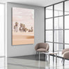 Floral print of Desert Dunes on a stretched canvas displayed from an angle in a room