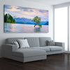 Floral print of Lake Wanaka Landscape on a stretched canvas displayed from an angle in a room