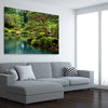 Floral print of Tokyo Bonsai Lake on a stretched canvas displayed from an angle in a room