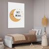 Sweet Dreams stretched canvas displayed from an angle in a room is a nursery canvas wall art and print suited for childrens nursery area