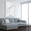 Hagatna City stretched canvas displayed from an angle in a room is a high quality print in our city skyline, travel prints and maps collection