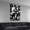 Music Vibes stretched canvas displayed from an angle in a room is a high quality print in our city skyline, travel prints and maps collection