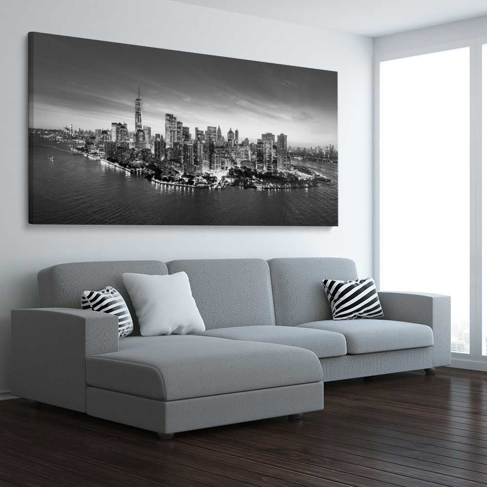 New York View stretched canvas displayed from an angle in a room is a high quality print in our city skyline, travel prints and maps collection