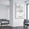 Singapore City stretched canvas displayed from an angle in a room is a high quality print in our city skyline, travel prints and maps collection
