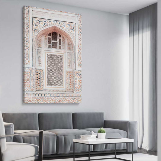 Taj in Arga stretched canvas displayed from an angle in a room is a high quality print in our city skyline, travel prints and maps collection