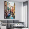Venice Streets stretched canvas displayed from an angle in a room is a high quality print in our city skyline, travel prints and maps collection