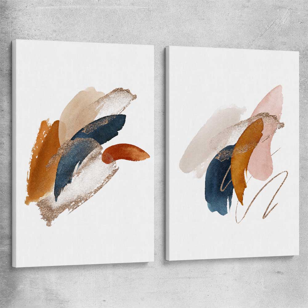 Abstract Strokes Pair stretched canvas - part of our high quality canvas abstract wall art collection