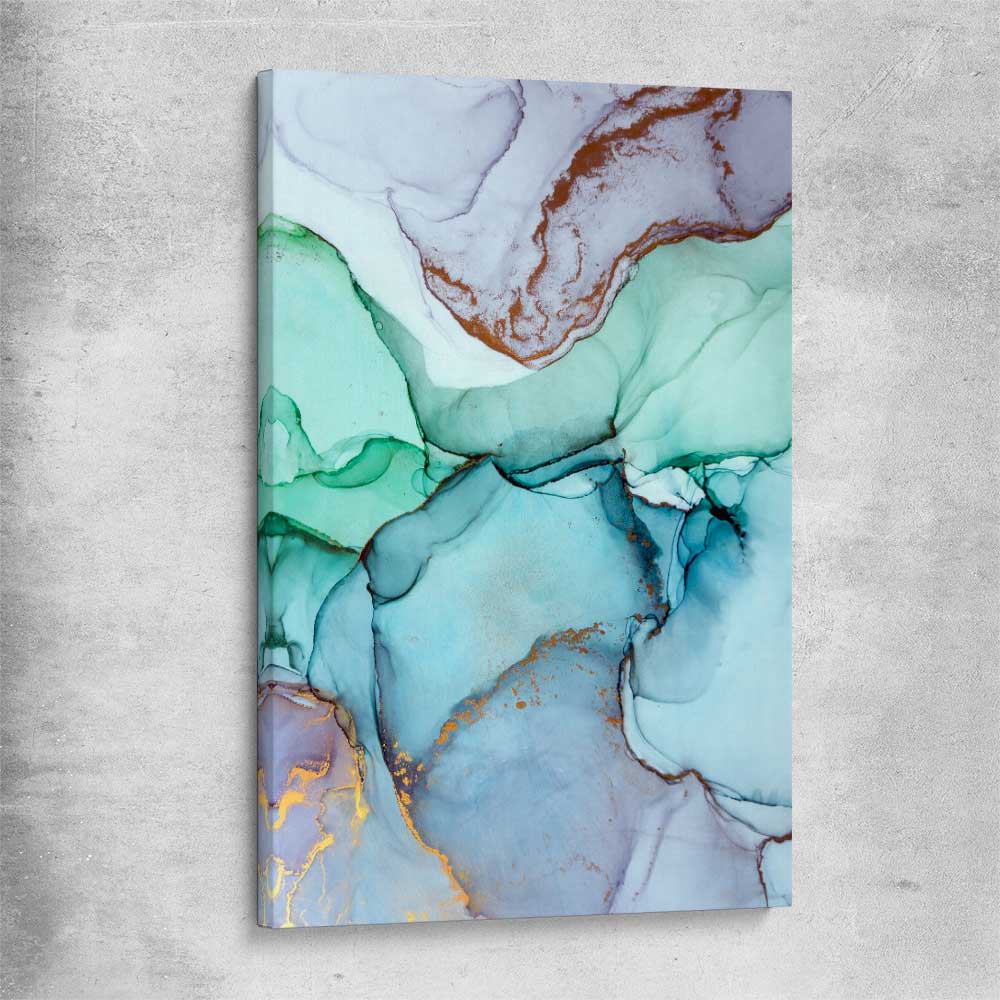 Aqua Gold stretched canvas - part of our high quality canvas abstract wall art collection