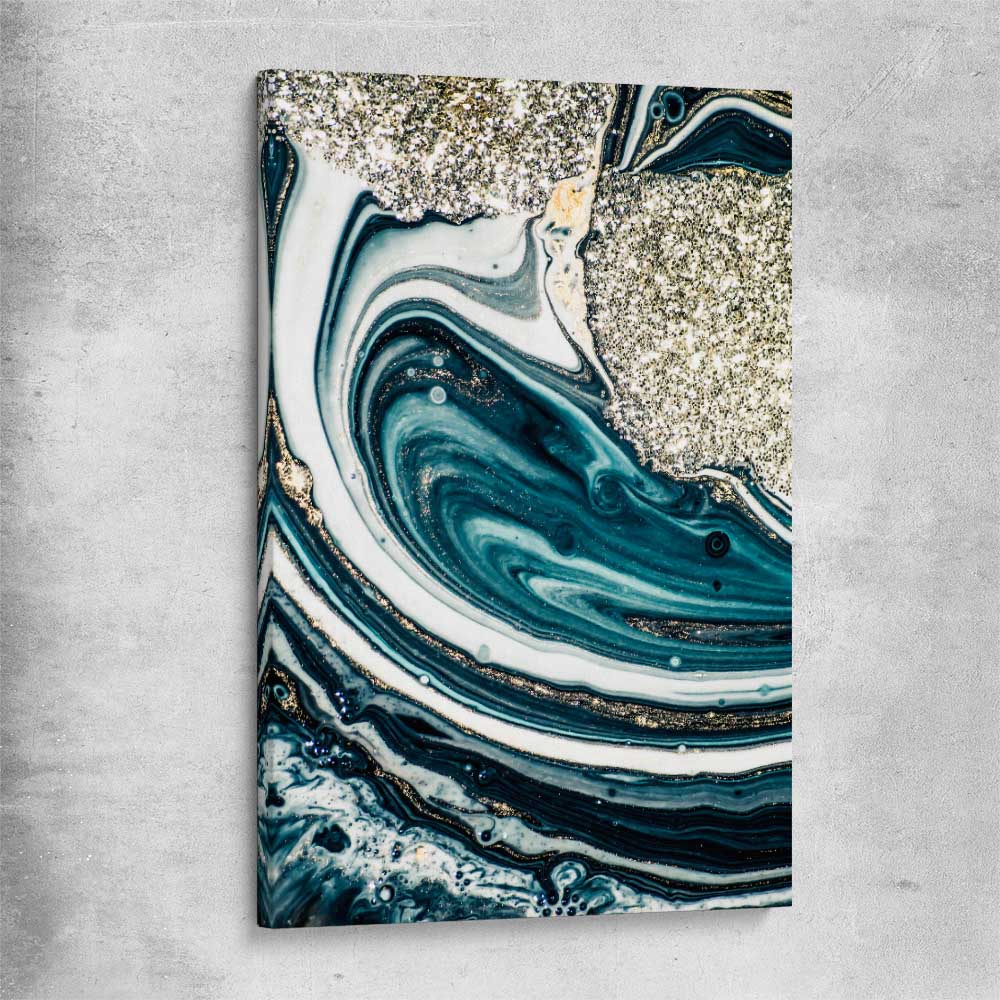 Aqua Swirls stretched canvas - part of our high quality canvas abstract wall art collection