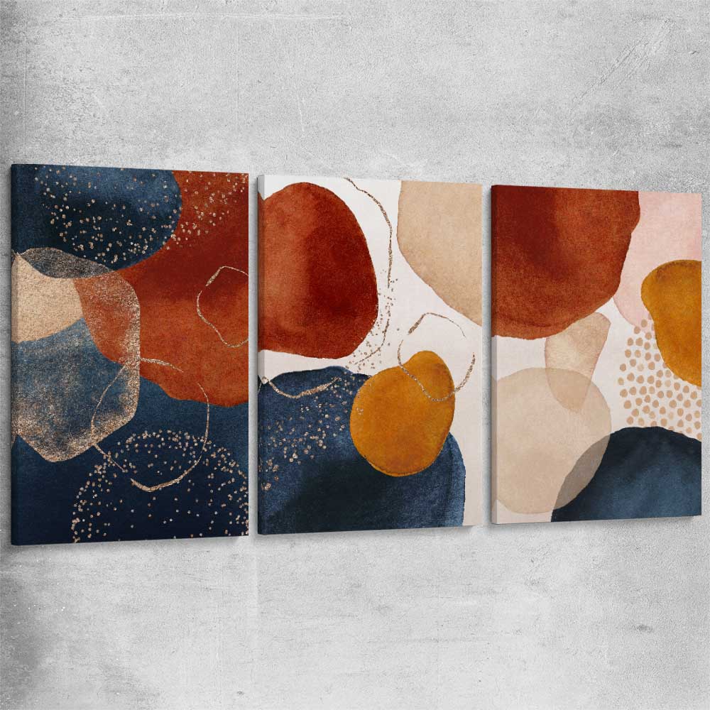 Beige Navy Set stretched canvas - part of our high quality canvas abstract wall art collection