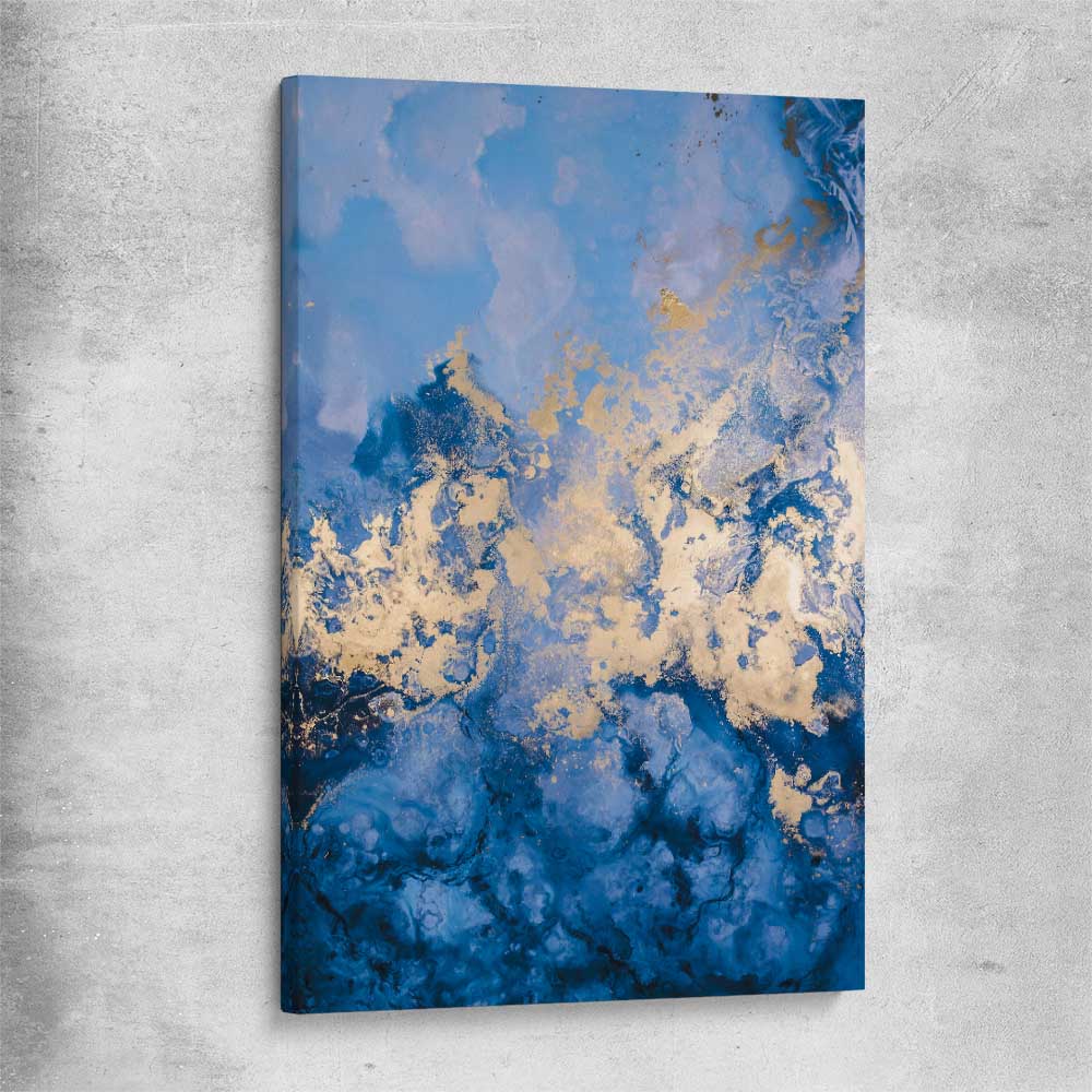 Blue and Gold Flow stretched canvas - part of our high quality canvas abstract wall art collection