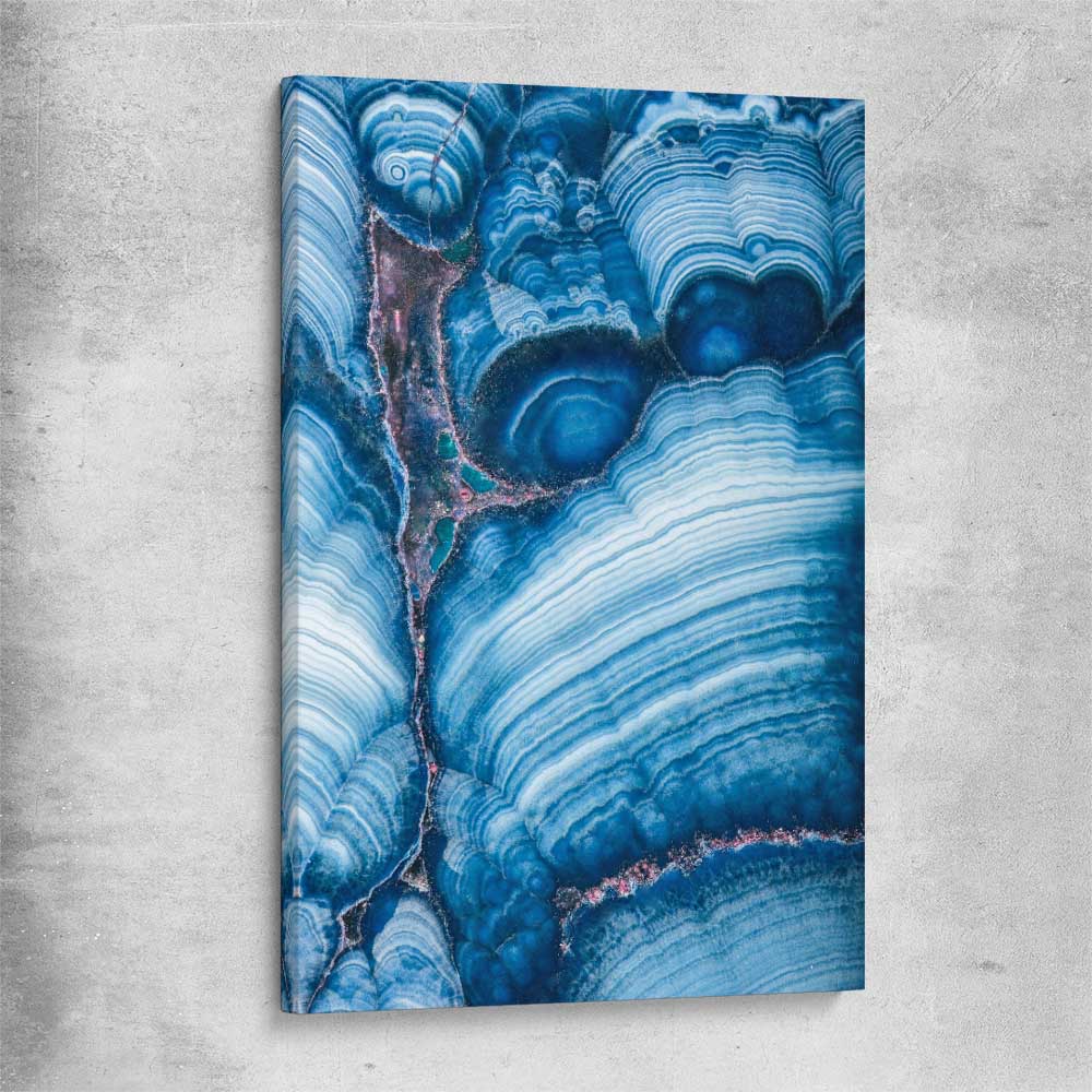 Blue Stratum stretched canvas - part of our high quality canvas abstract wall art collection