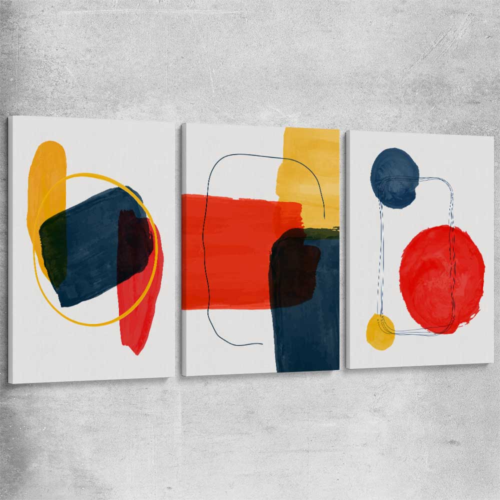 Bright Shapes Set stretched canvas - part of our high quality canvas abstract wall art collection
