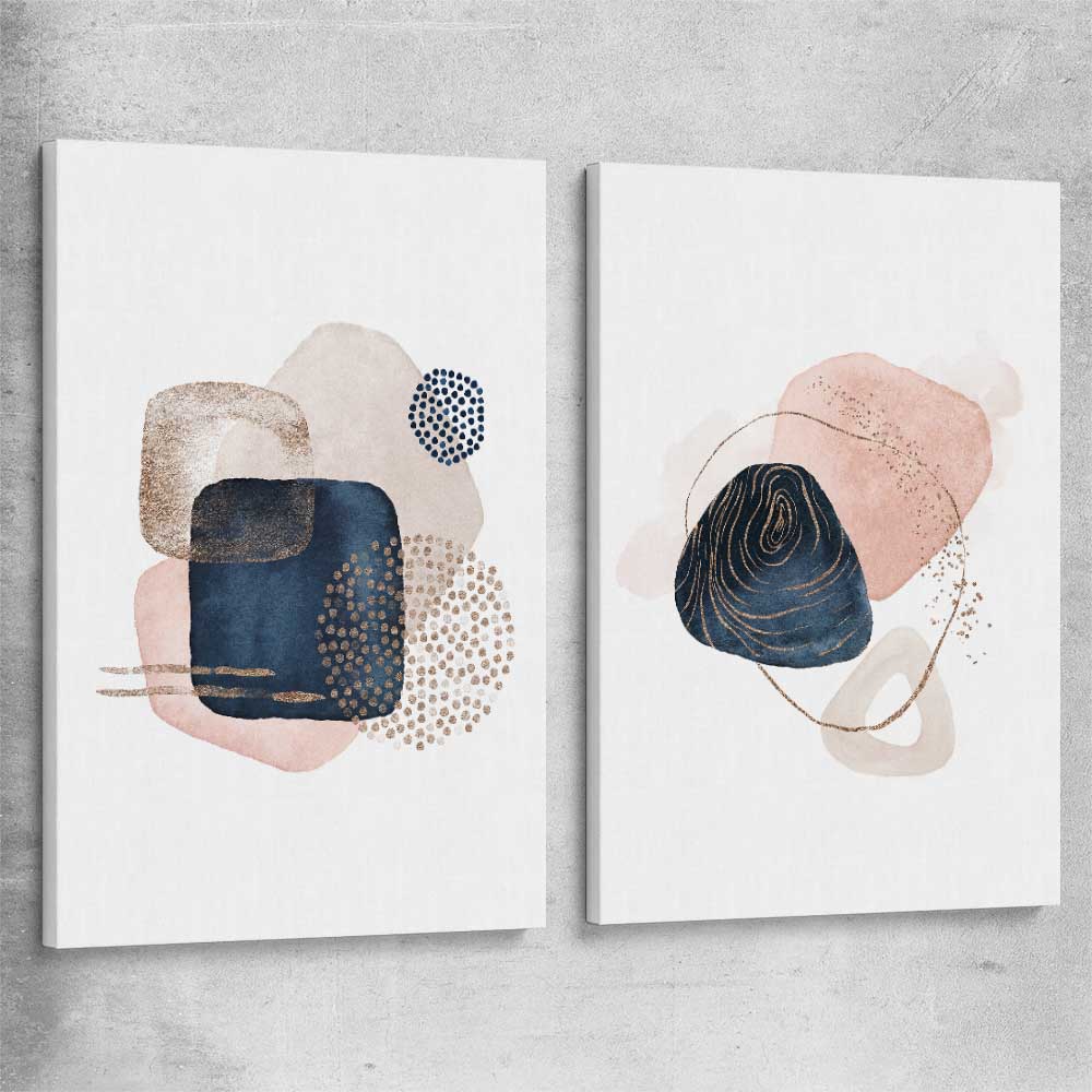 Geometric Dots Pair stretched canvas - part of our high quality canvas abstract wall art collection