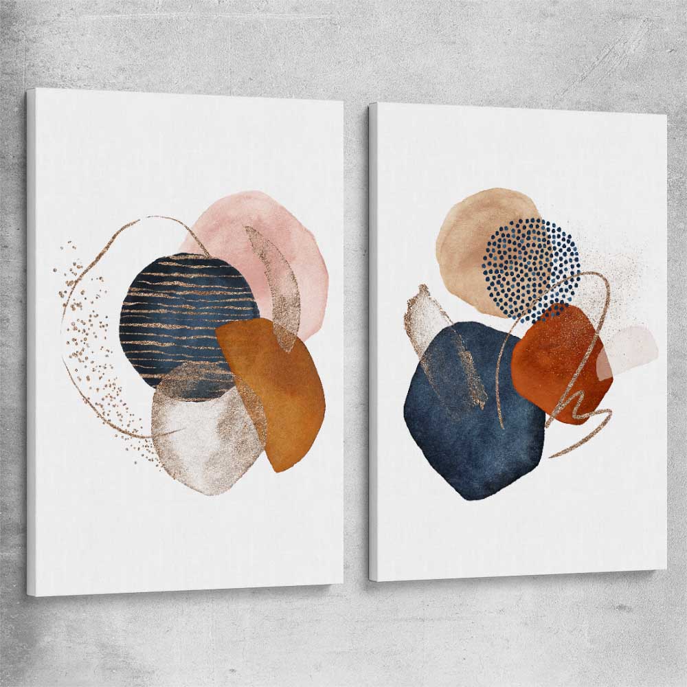 Gold Glitter Pair stretched canvas - part of our high quality canvas abstract wall art collection