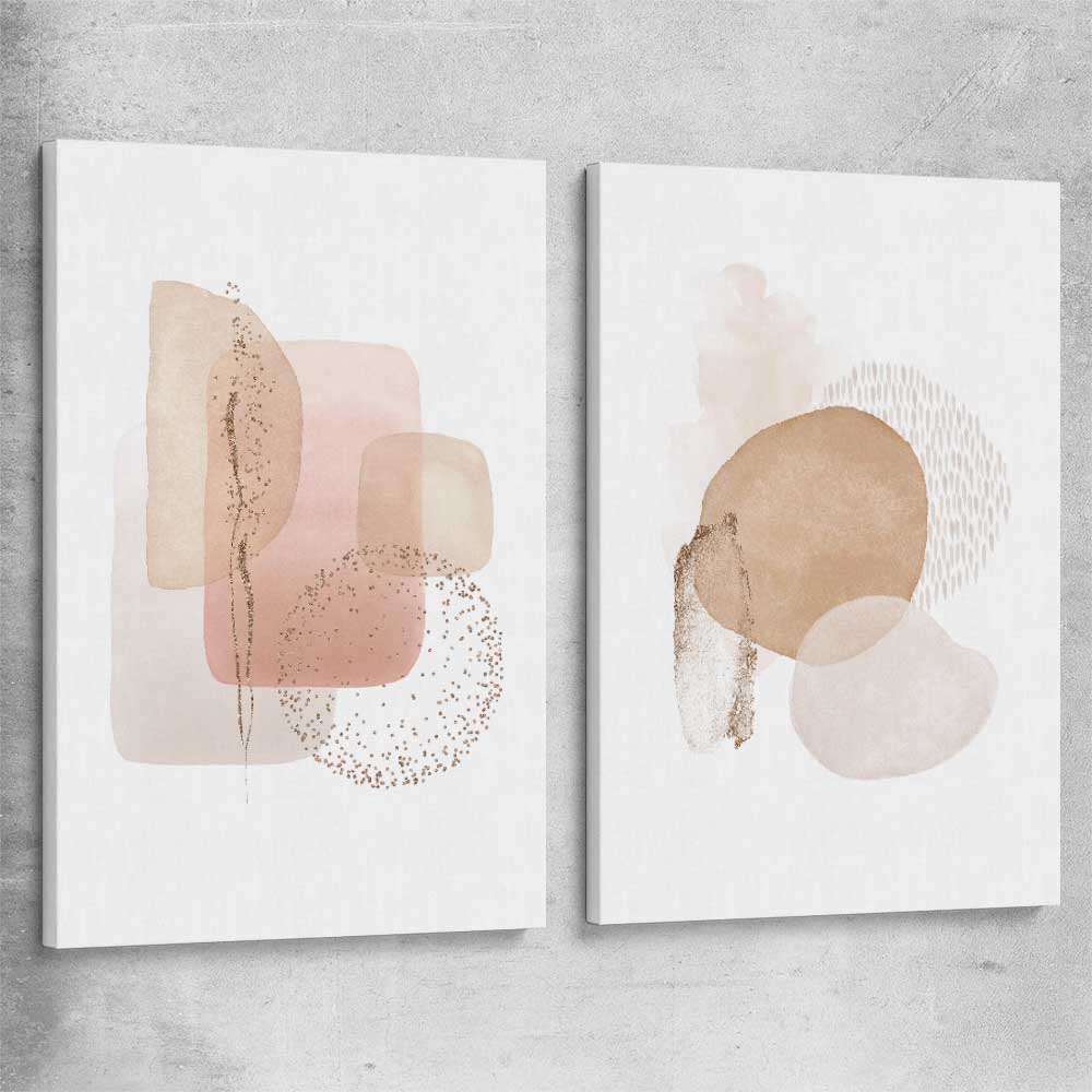 Light Geometric Pair stretched canvas - part of our high quality canvas abstract wall art collection