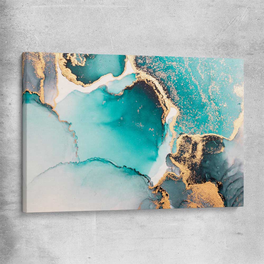 Meandering Turquoise stretched canvas - part of our high quality canvas abstract wall art collection