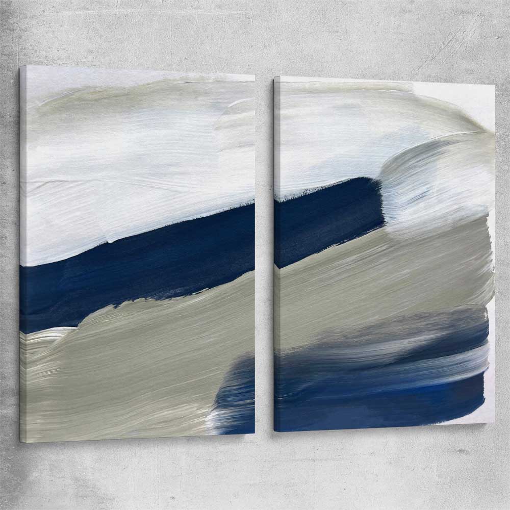 Navy Ocean Pair stretched canvas - part of our high quality canvas abstract wall art collection