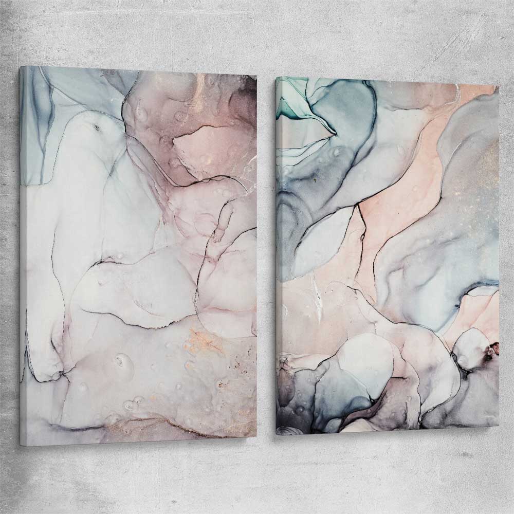 Subtle Pink Pair stretched canvas - part of our high quality canvas abstract wall art collection