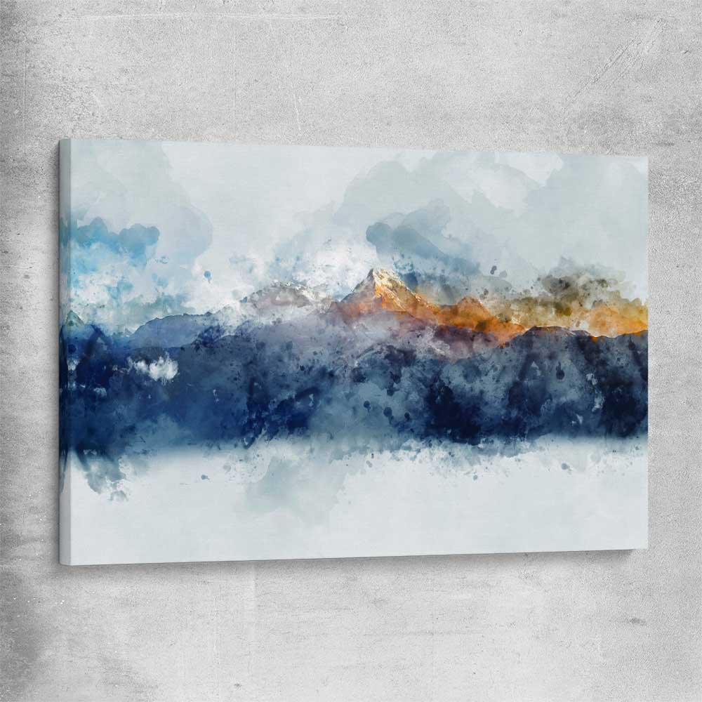Watercolour Mountains stretched canvas - part of our high quality canvas abstract wall art collection