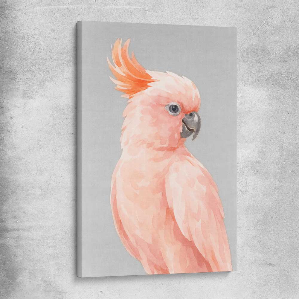 Animal wall art and canvas prints of Salmon-crested Cockatoo on a stretched canvas