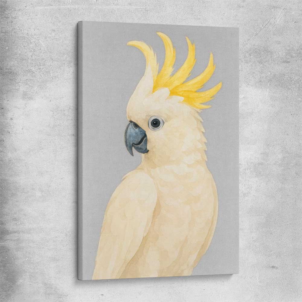 Animal wall art and canvas prints of Sulphur-crested Cockatoo on a stretched canvas