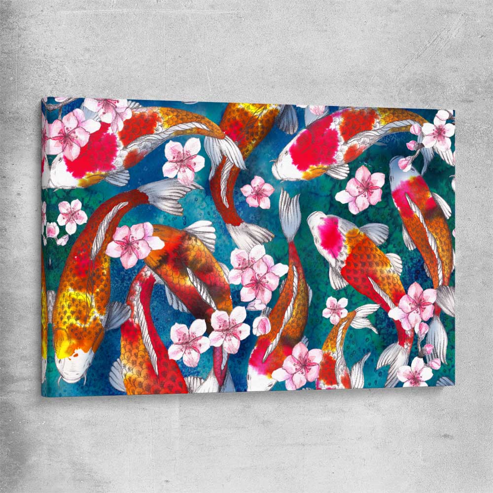 Animal wall art and canvas prints of Watercolour Carp on a stretched canvas