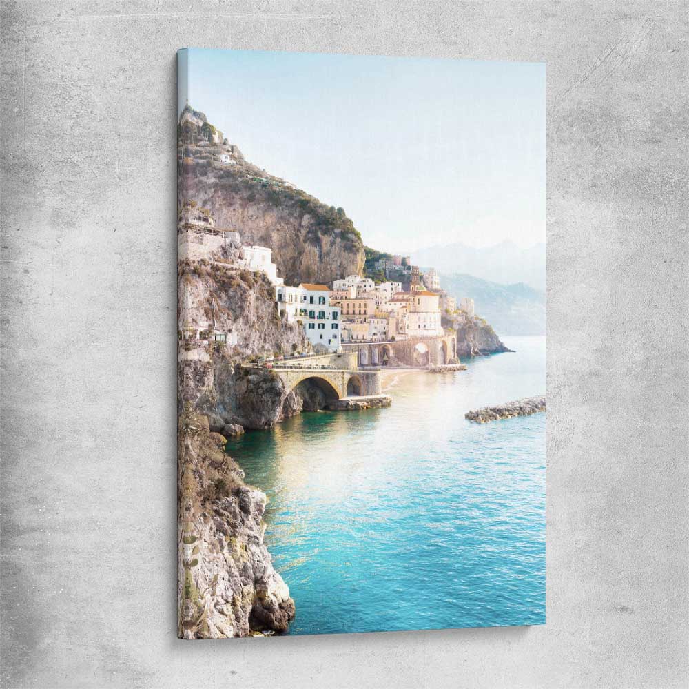 Beach and coastal wall art print of Amalfi Edge on a stretched canvas