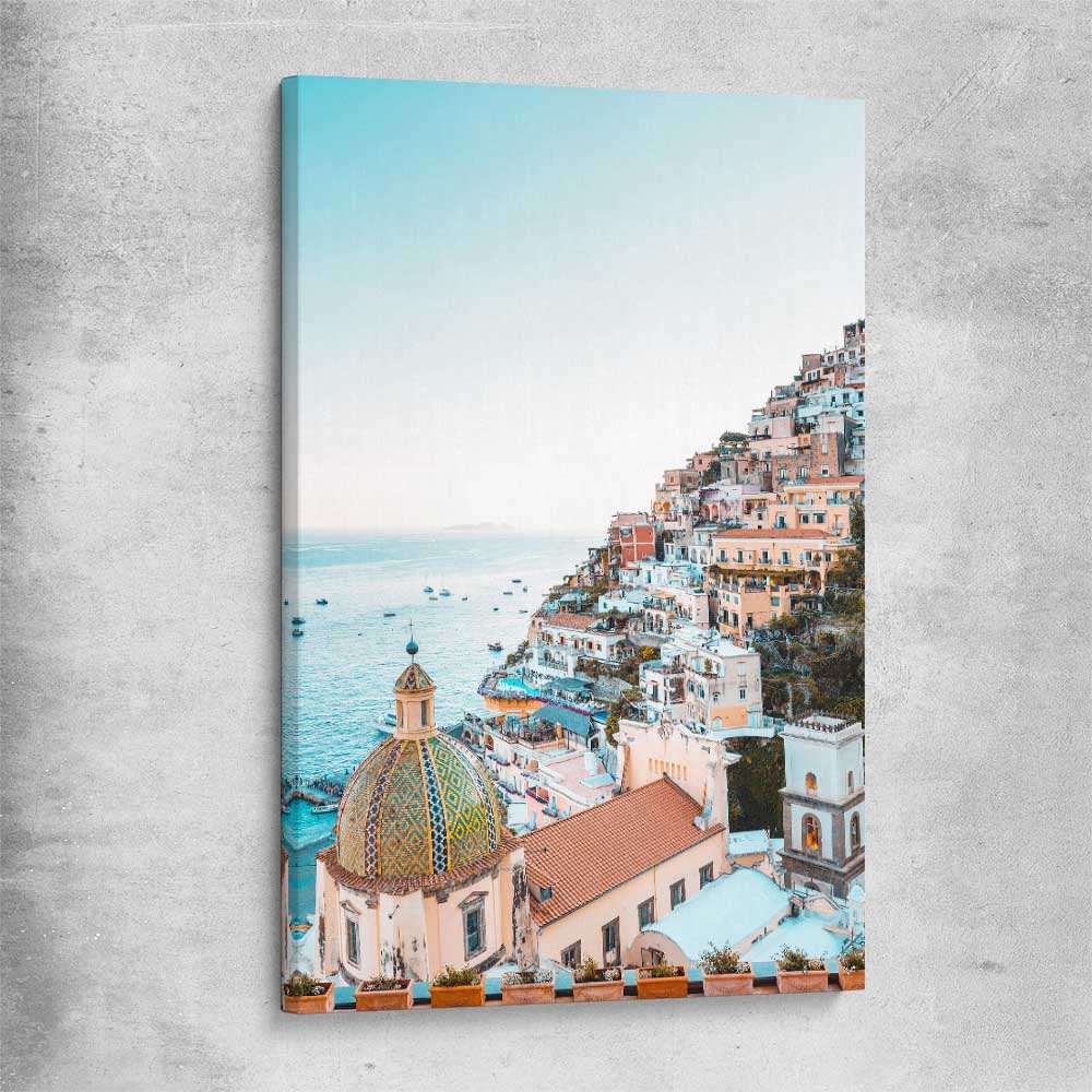 Beach and coastal wall art print of Amalfi View on a stretched canvas