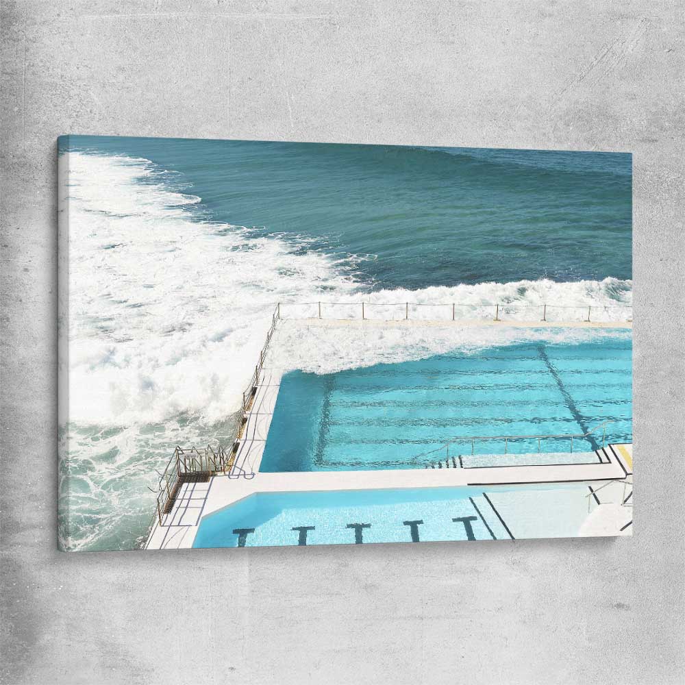 Beach and coastal wall art print of Bondi Iceberg Tide on a stretched canvas