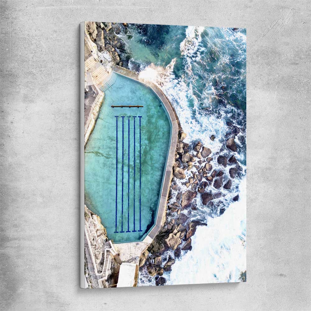 Beach and coastal wall art print of Bronte Rock Pool on a stretched canvas