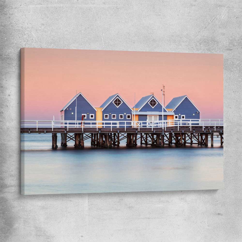 Beach and coastal wall art print of Busselton Jetty on a stretched canvas