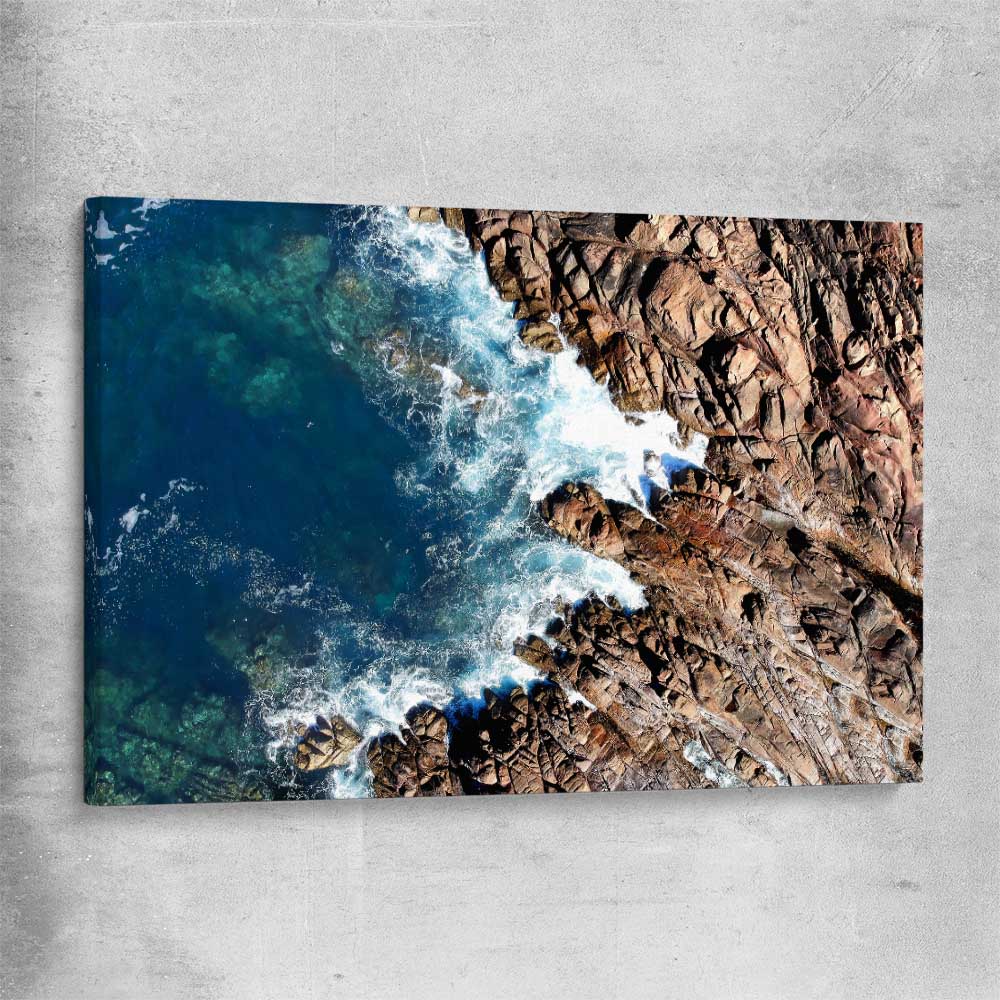 Beach and coastal wall art print of Canal Rocks One on a stretched canvas