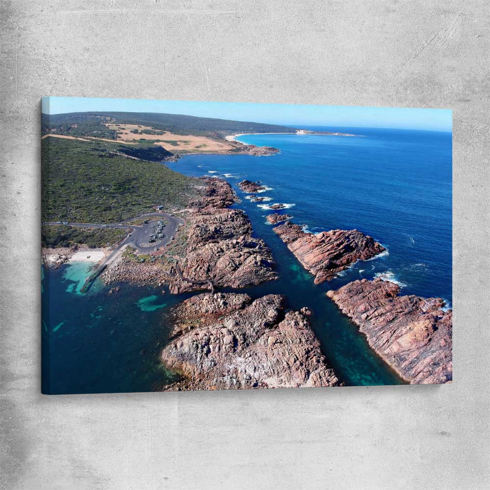 Beach and coastal wall art print of Canal Rocks Two on a stretched canvas