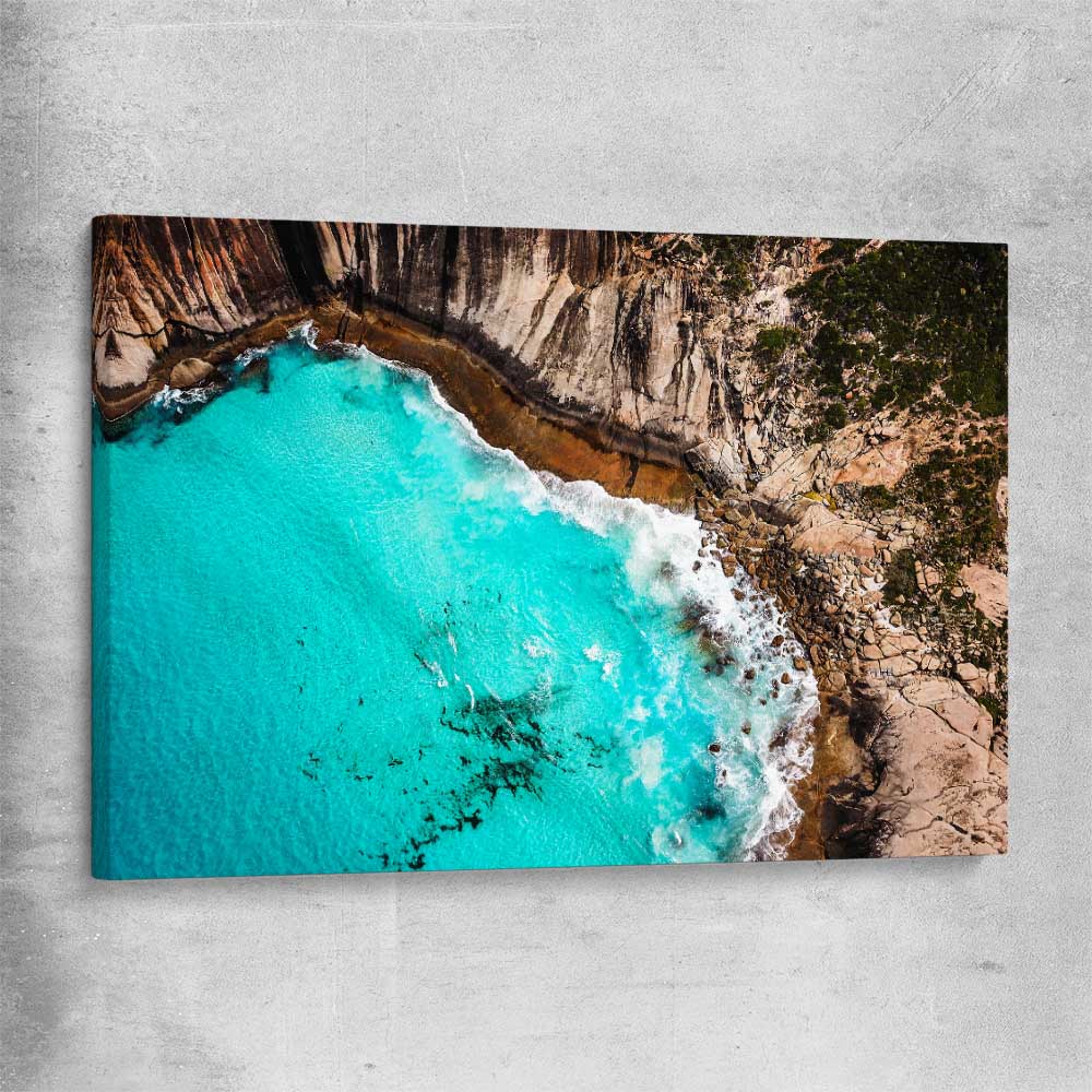 Beach and coastal wall art print of Crystal Clear Tides on a stretched canvas