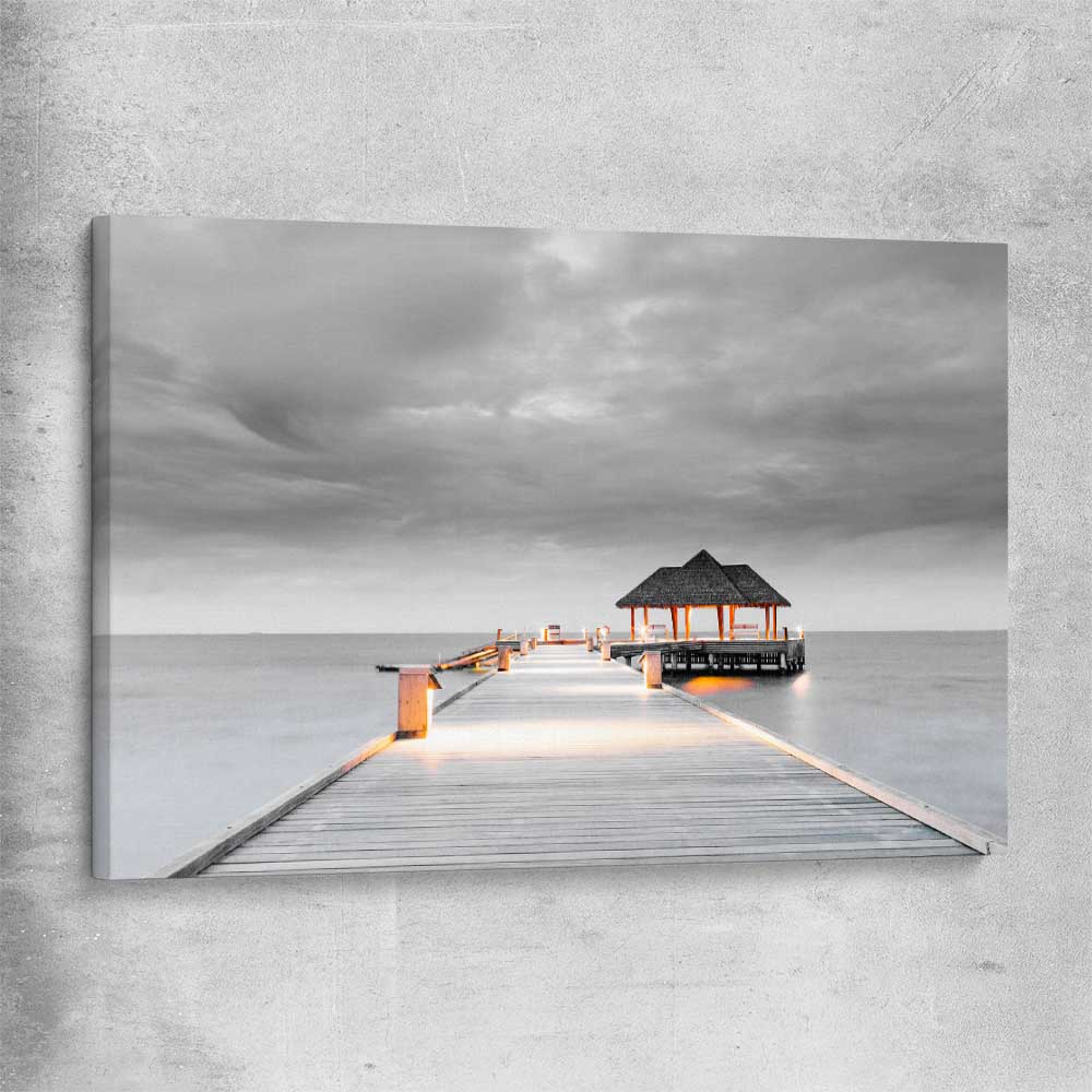 Beach and coastal wall art print of Malediven Storm on a stretched canvas