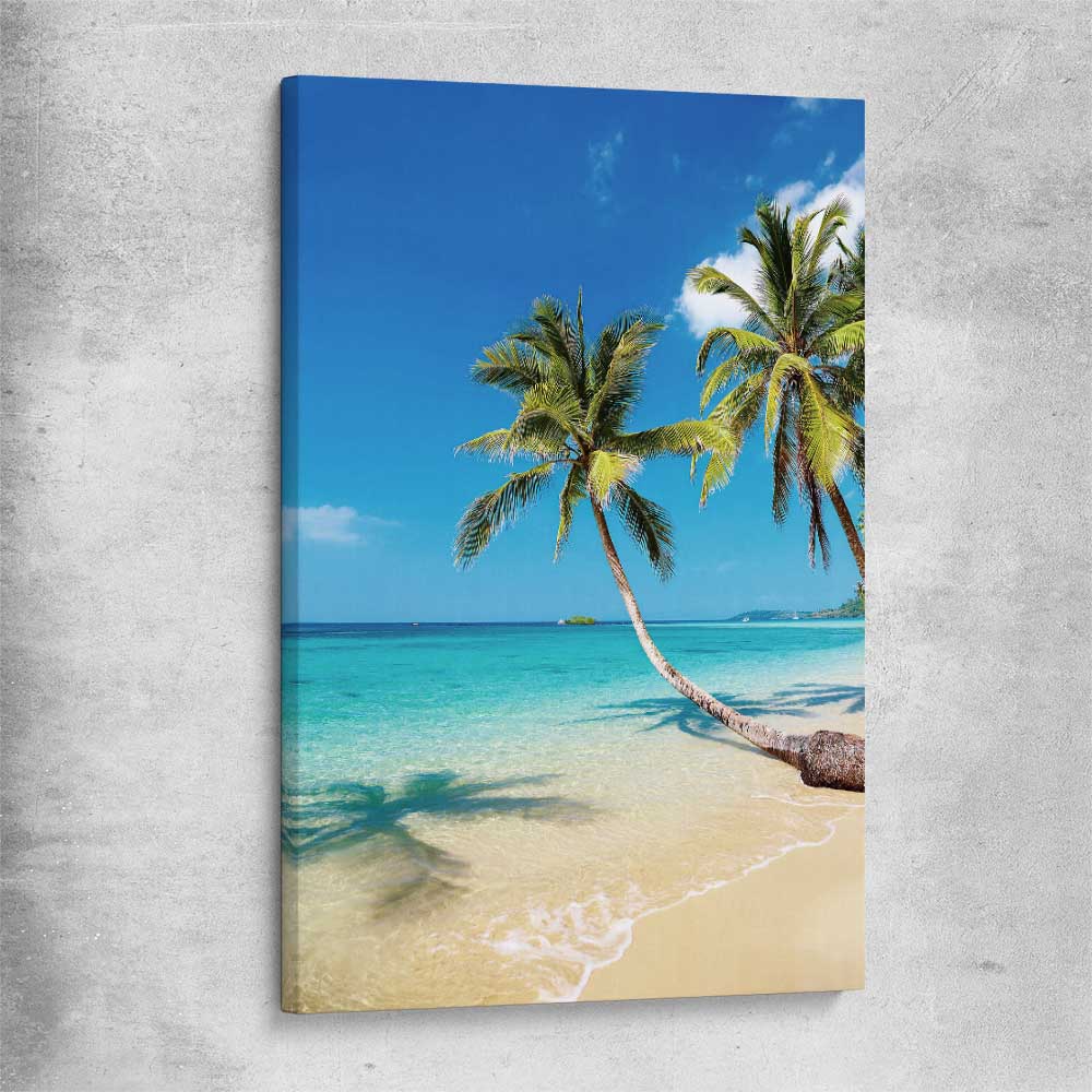 Beach and coastal wall art print of Paradise Palms on a stretched canvas