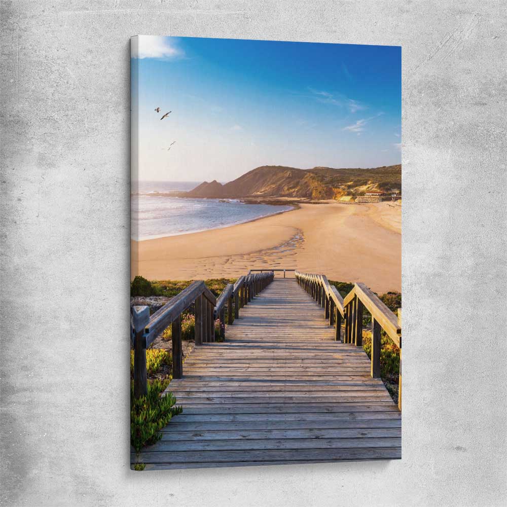 Beach and coastal wall art print of Paradise Walkway on a stretched canvas