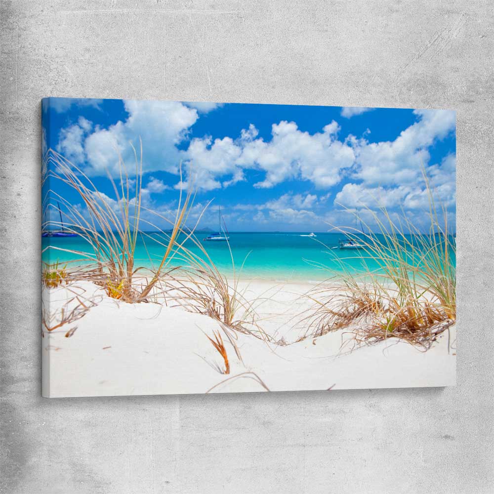 Beach and coastal wall art print of Serene Whitehaven Beach on a stretched canvas