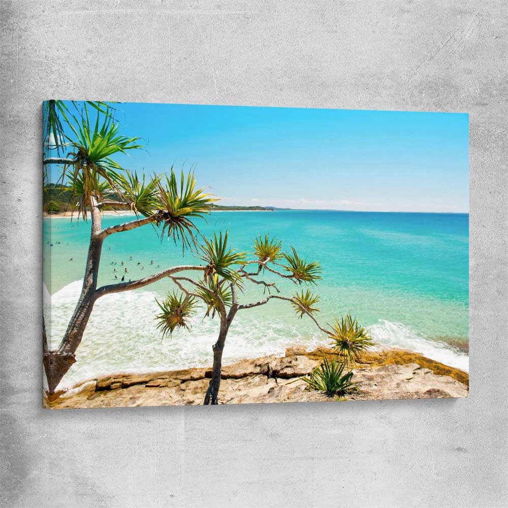 Beach and coastal wall art print of Stradbroke Island Beach on a stretched canvas