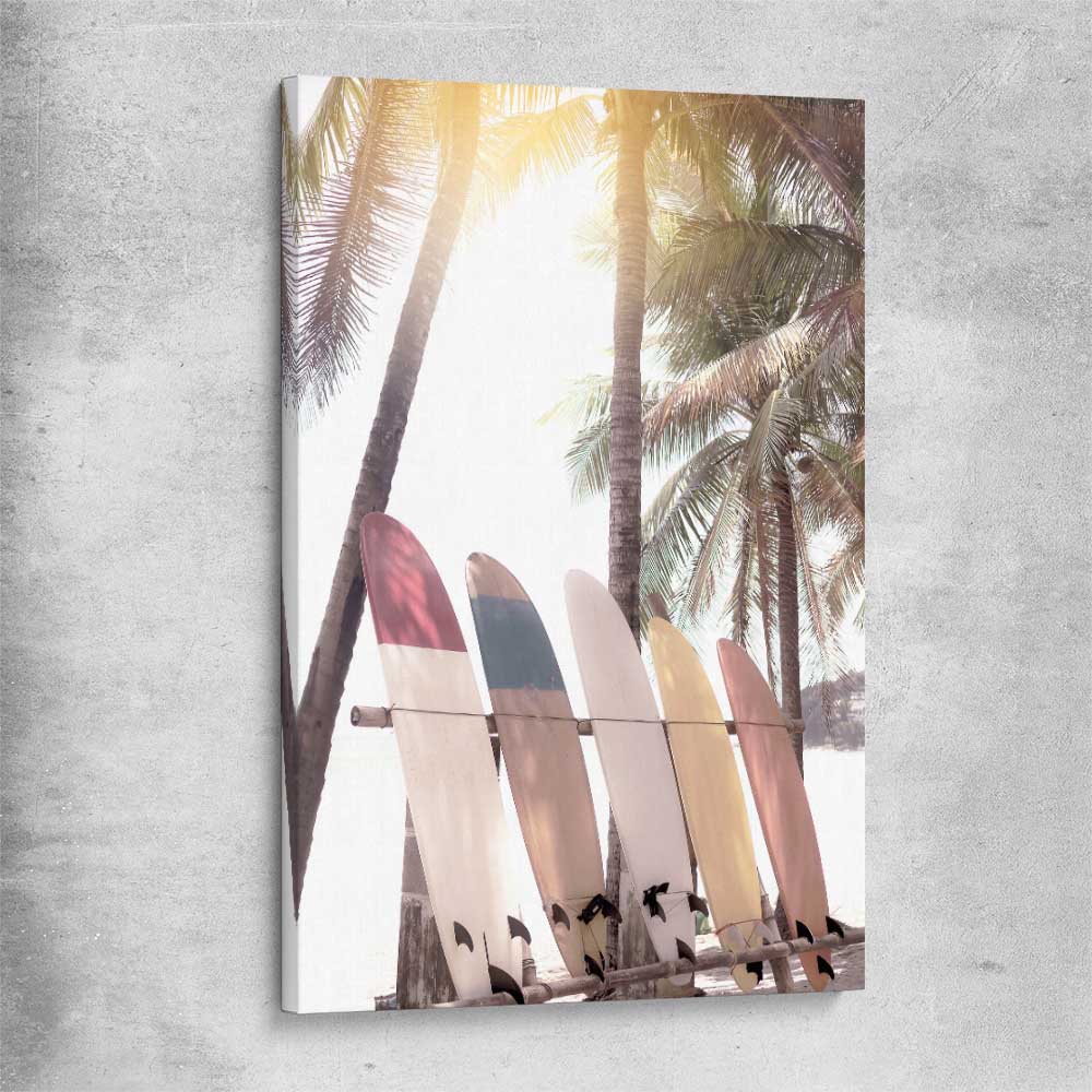 Beach and coastal wall art print of Surf Sunset on a stretched canvas