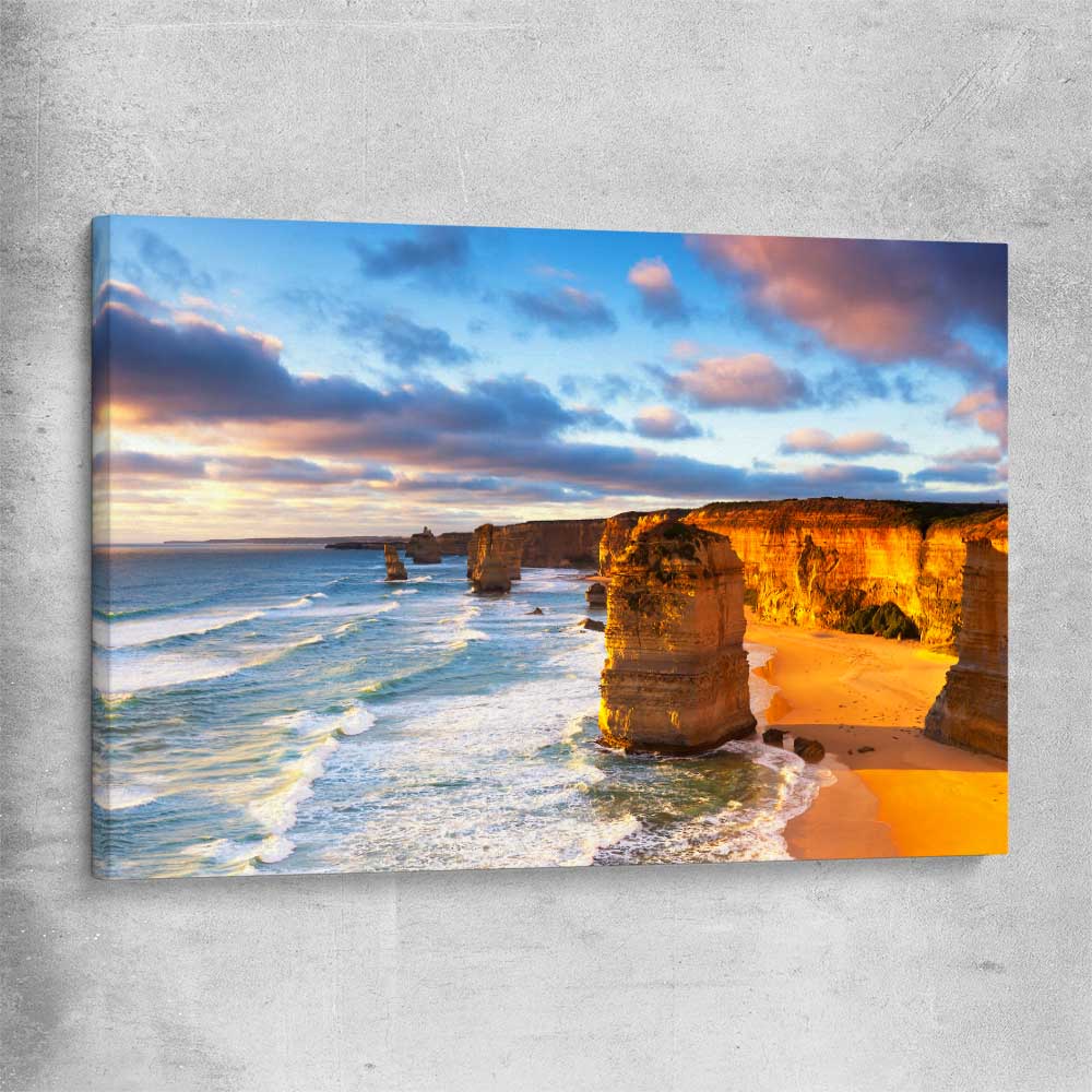 Beach and coastal wall art print of Twelve Apostles on a stretched canvas
