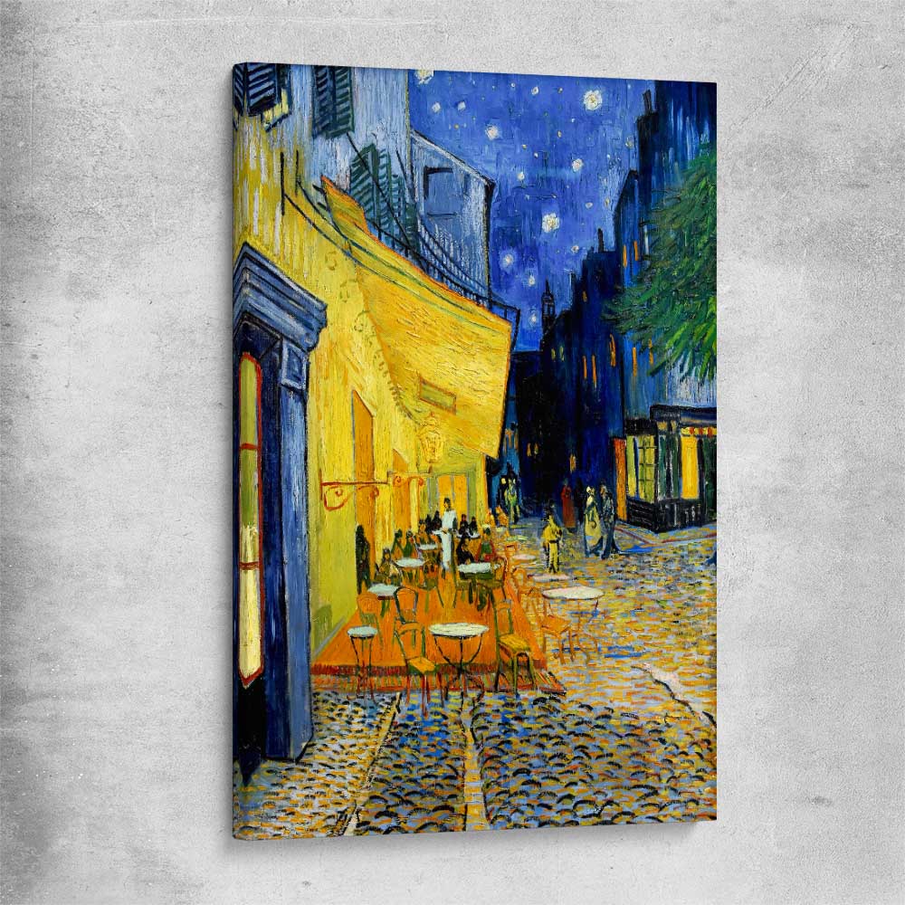 Classic wall art and canvas print of Cafe Terrace Van Gogh on a stretched canvas