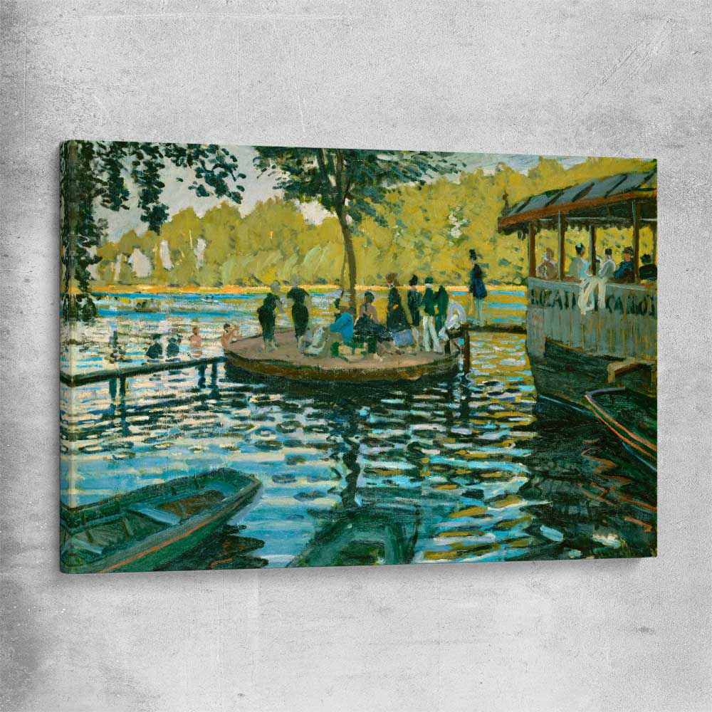 Classic wall art and canvas print of La Grenouillere Claude Monet on a stretched canvas