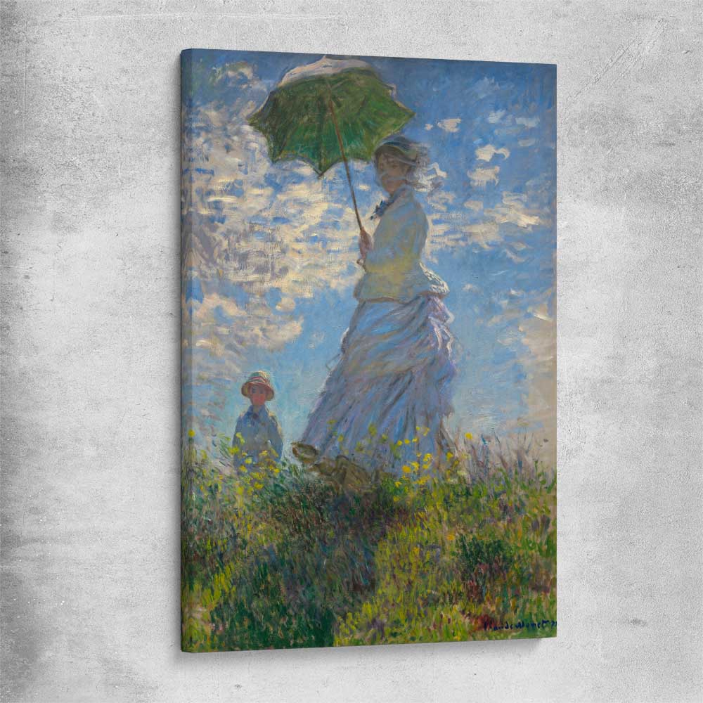 Classic wall art and canvas print of Madame Monet Claude Monet on a stretched canvas