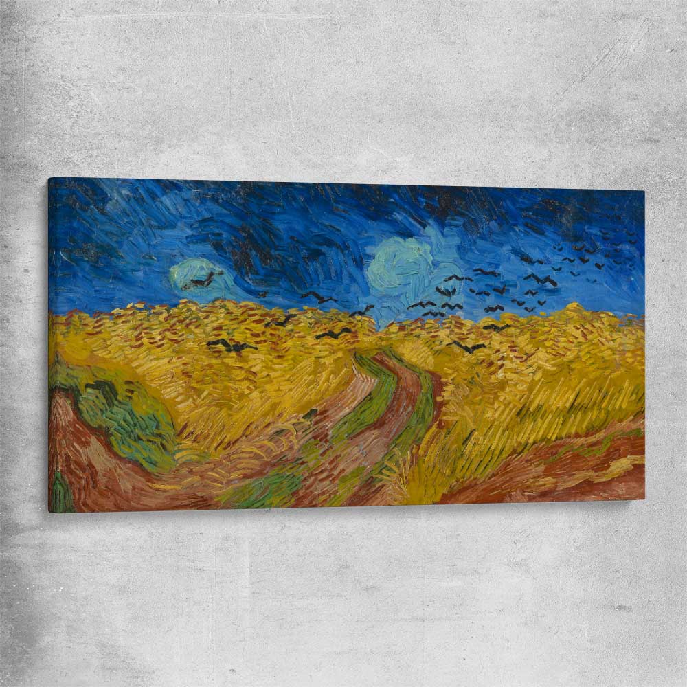 Classic wall art and canvas print of Wheatfield with Crows Van Gogh on a stretched canvas