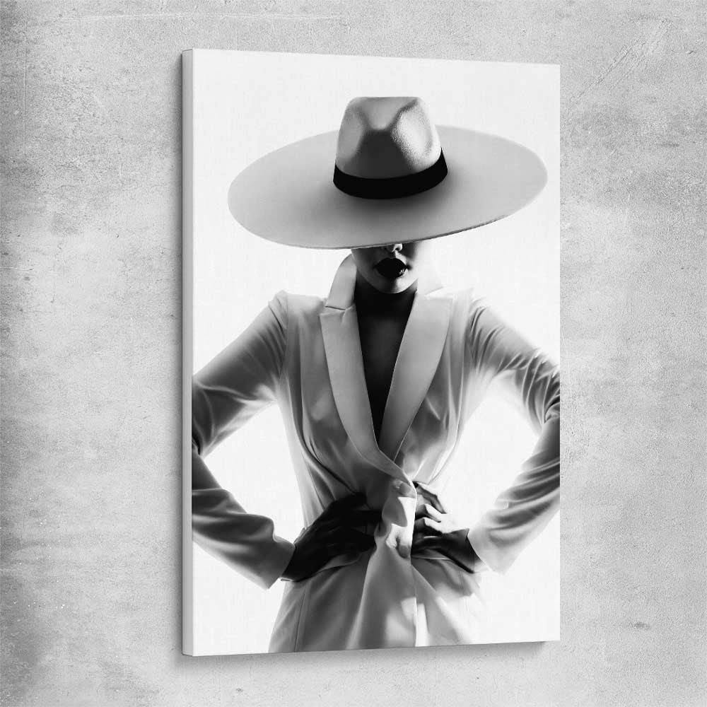 White Hat Gaze stretched canvas - part of our high quality fashion canvas wall art and prints collection