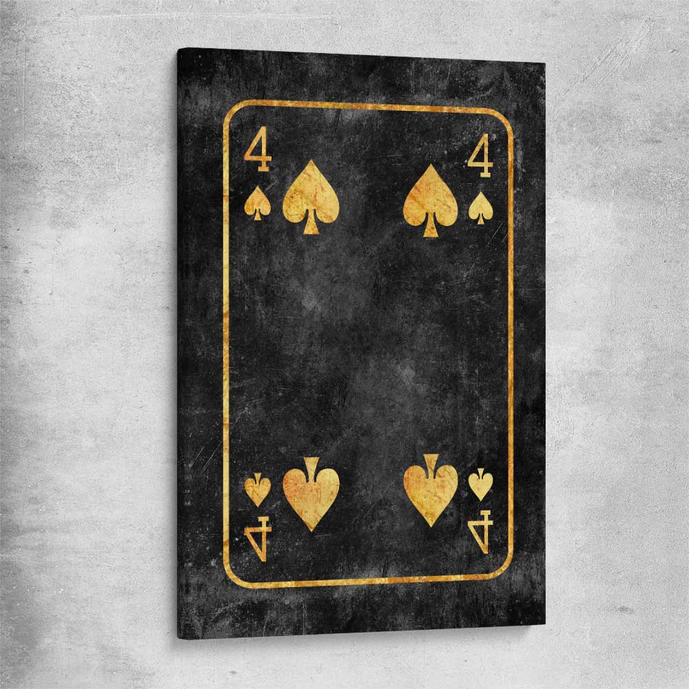Inspirational wall art print of Four of Spades on a stretched canvas