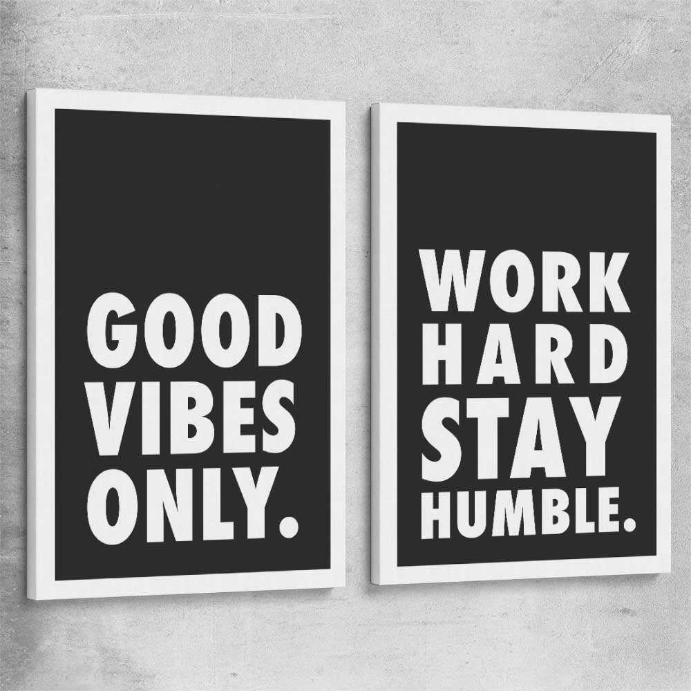 Inspirational wall art print of Good Vibes Pair on a stretched canvas